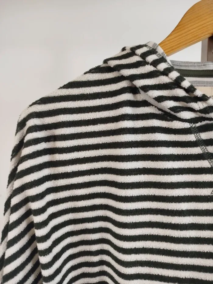 Sweat à capuche rayé noir blanc femme CMT Atelier coupe droite taille M coton doux A1379 - photo numéro 3