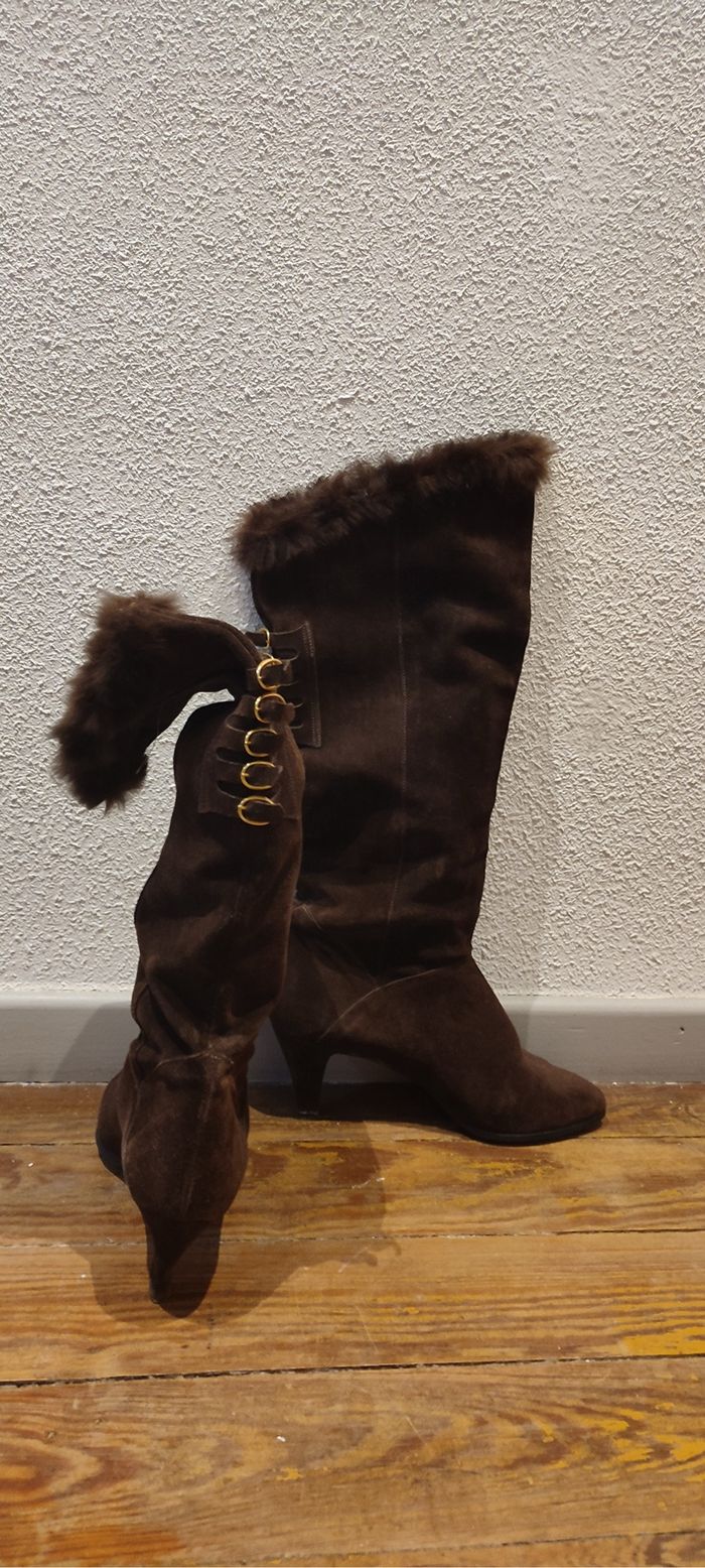 Bottes à talons aiguilles marron avec fourrure - Taille 41 - photo numéro 9