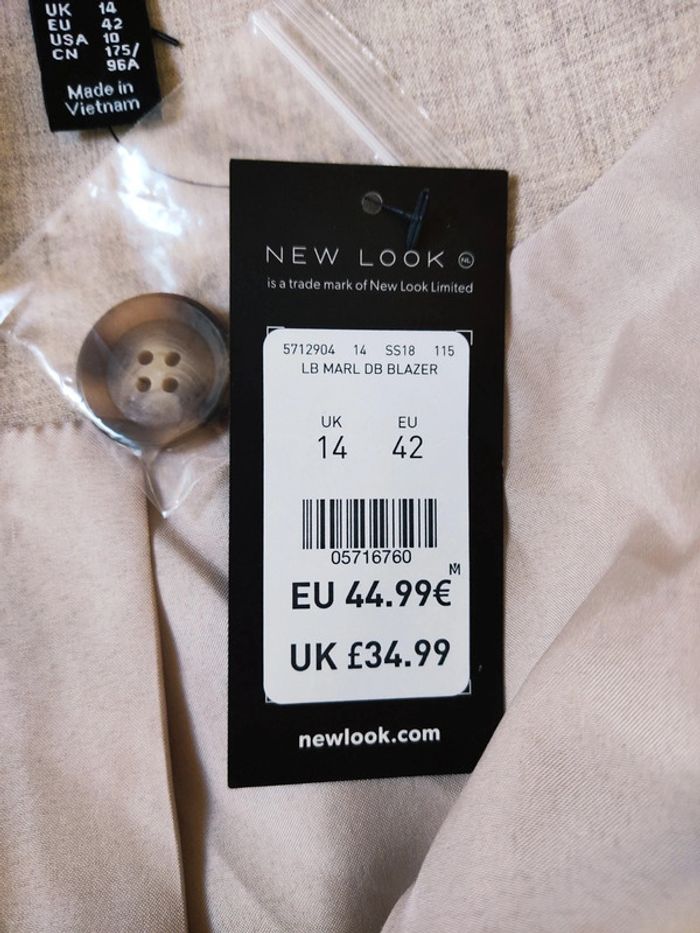 Veste tailleur femme beige et marron 42 New Look Neuve avec étiquette - photo numéro 3
