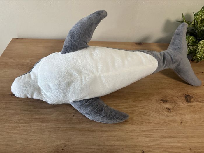 Doudou peluche dauphin gris blanc ikea - photo numéro 3