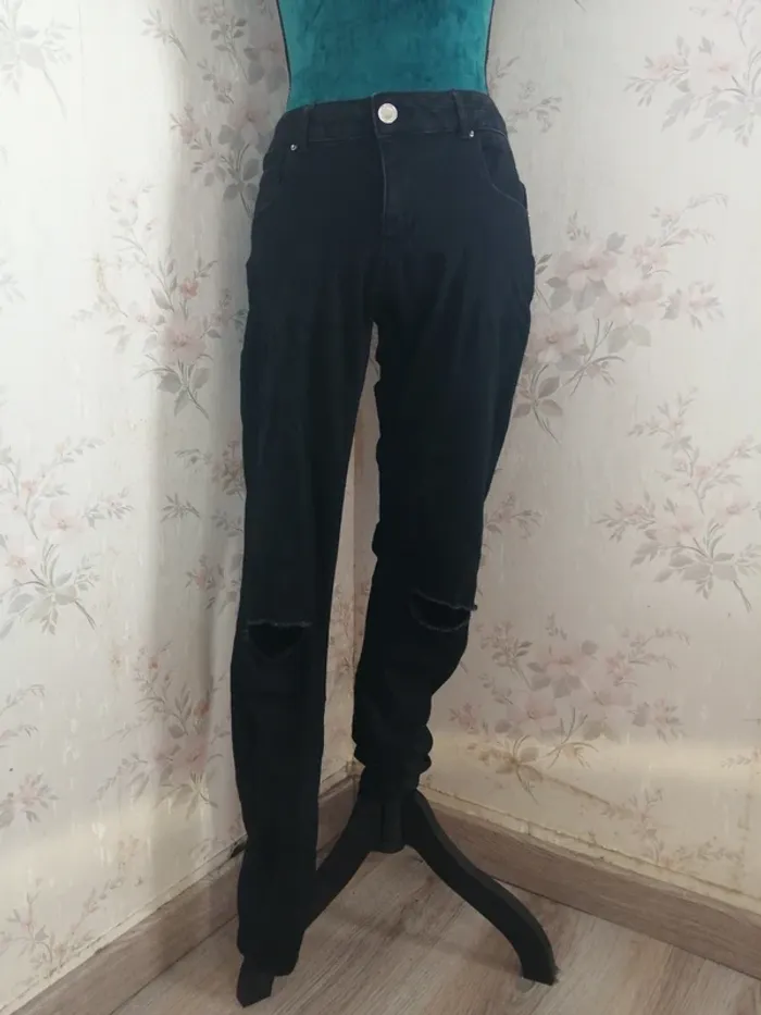 Jeans skinny noir troué aux genoux / fb sister / (XL) - photo numéro 2