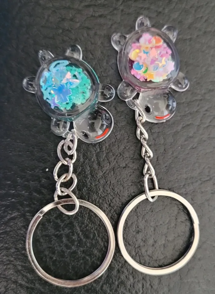 Lot de deux porte-clés tortues fluorescentes - photo numéro 7