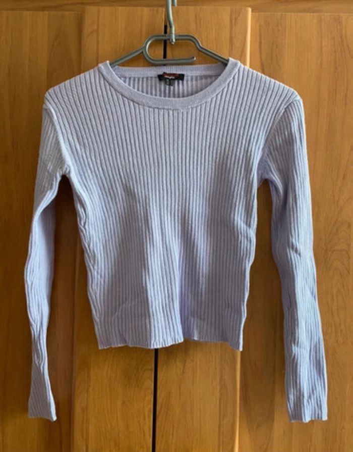 Haut à manches longues côtelés lila