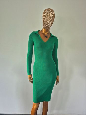 Robe Longue Manches Longues Vert Femme Taille M/L