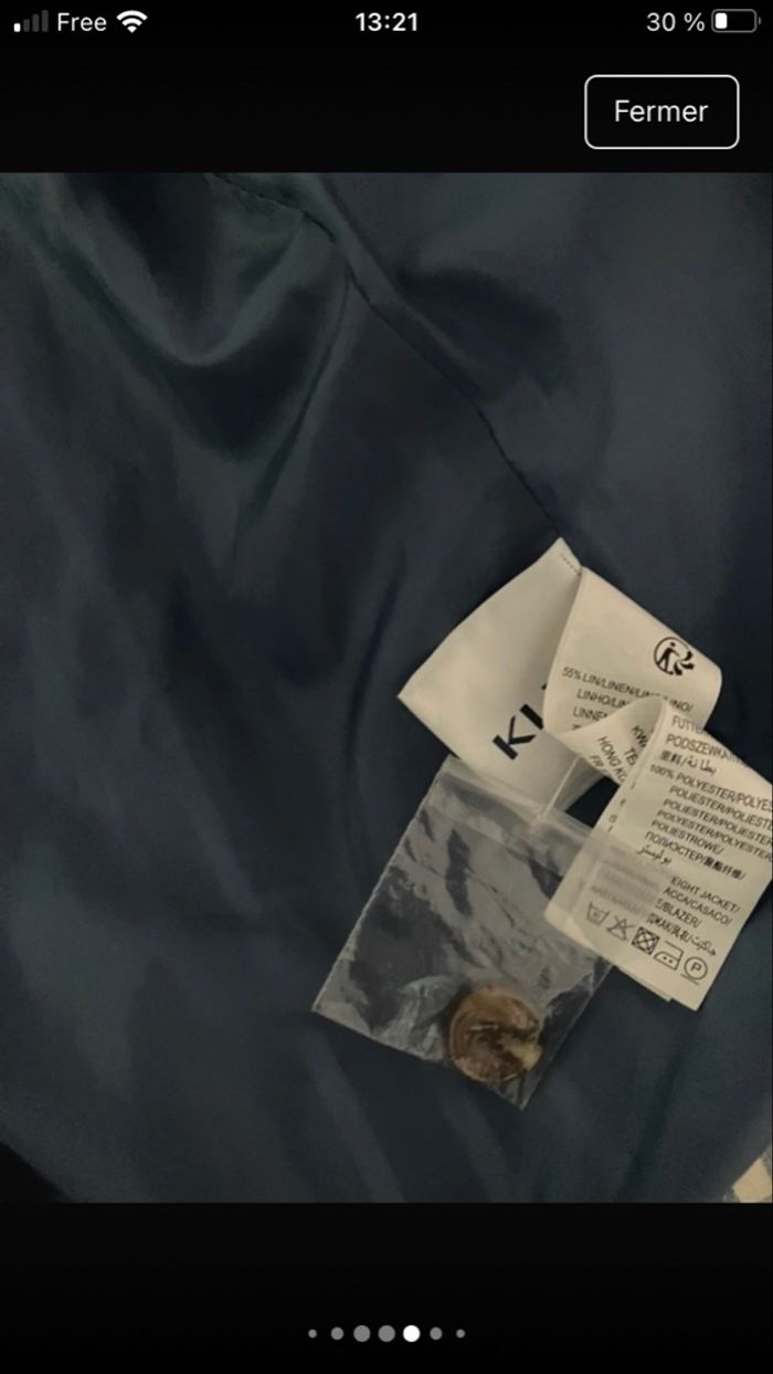 Veste blazer rayée blanc et bleu en lin - photo numéro 5