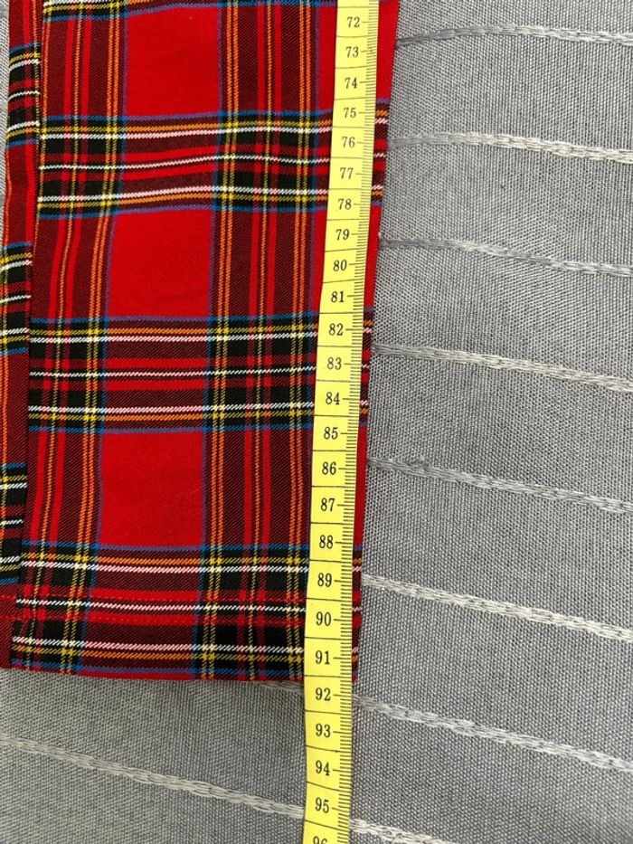 Pantalon stretch à carreaux rouges tartan écossais Zara S - photo numéro 6