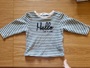 Pull rayures vertes 6mois