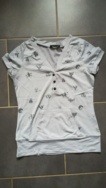 T-shirt gris motifs Halloween