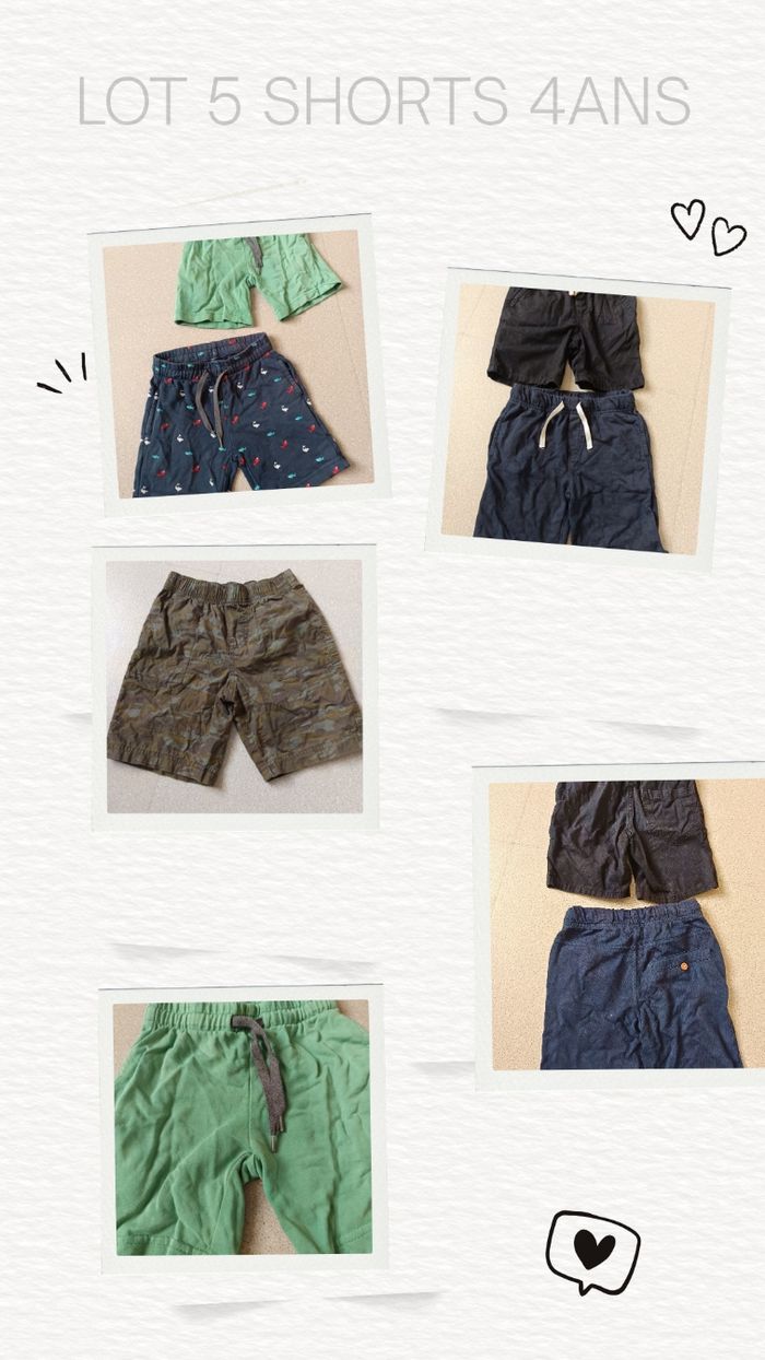 5 shorts taille 4ans