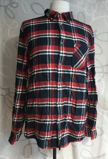 Chemise à carreaux rouge et bleu marine homme 38