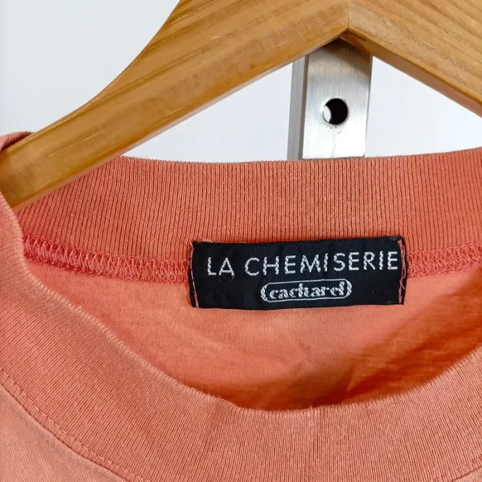 T-shirt orange corail La Chemiserie Cacharel homme col rond taille L A1385 - photo numéro 3