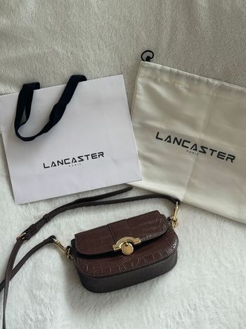 Sac bandoulière LANCASTER - cuir marron effet croco 