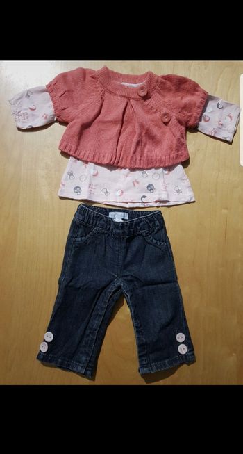 Ensemble 3 pièces bébé fille 1 mois