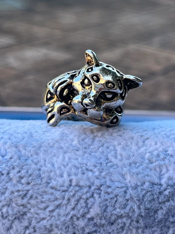 Bague mixte fantaisie tête de panthère neuve