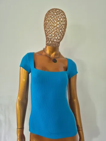 Tee-shirt Manches Courtes Bleu Femme Taille S/36
