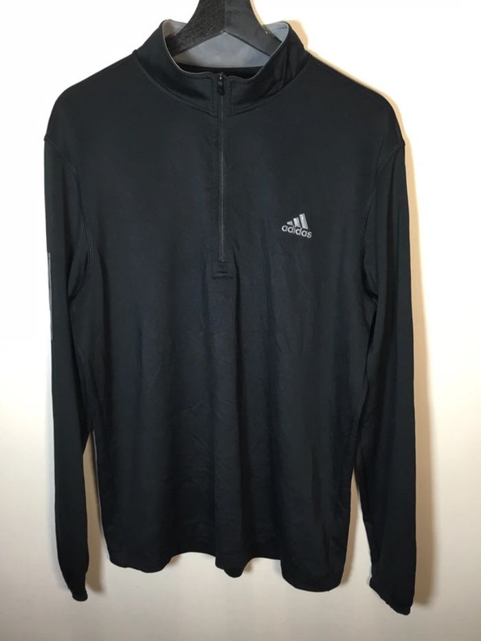 Haut 1/4zip manches longues prêt du corps pour homme Adidas noir taille M 145