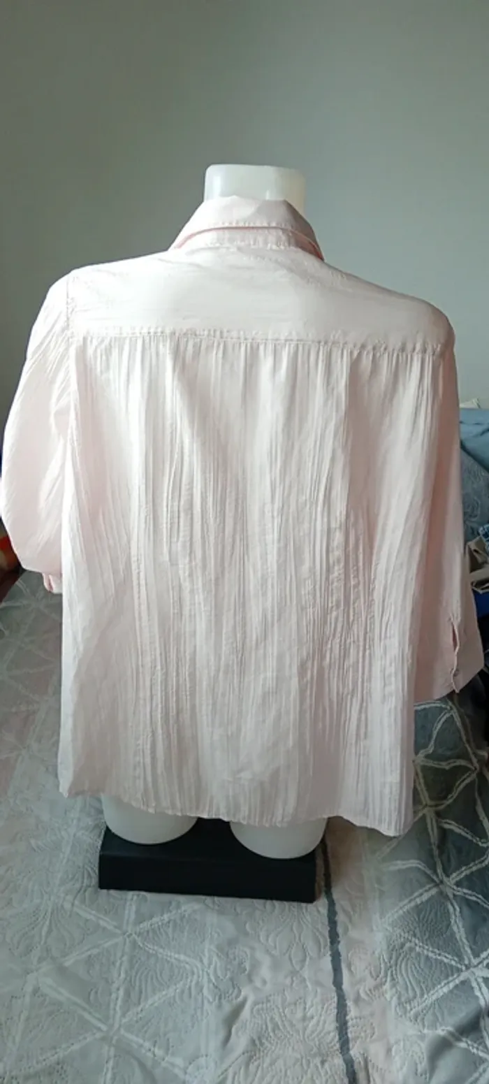 Blouse manches 3/4 ajustables effet plissé avec poches à pression rose femme 46 canda - photo numéro 5