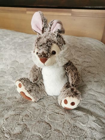 Peluche lapin marron et blanc Nicotoy