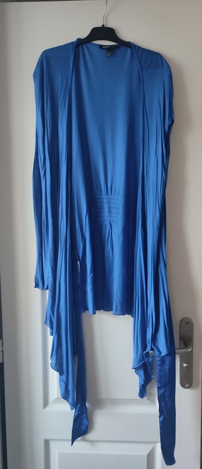 Gilet long bleu électrique Mango taille s - photo numéro 2