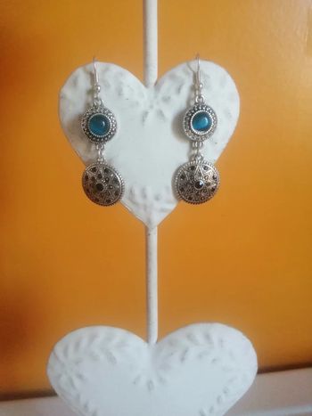 🌸Boucles d'oreilles pendantes argentées pierre de lune "Vintage" 🌸