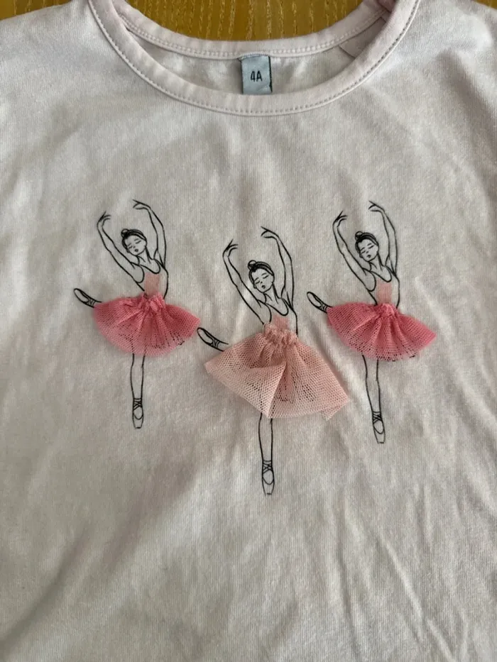 T-shirt 4 ans rose pale - photo numéro 2