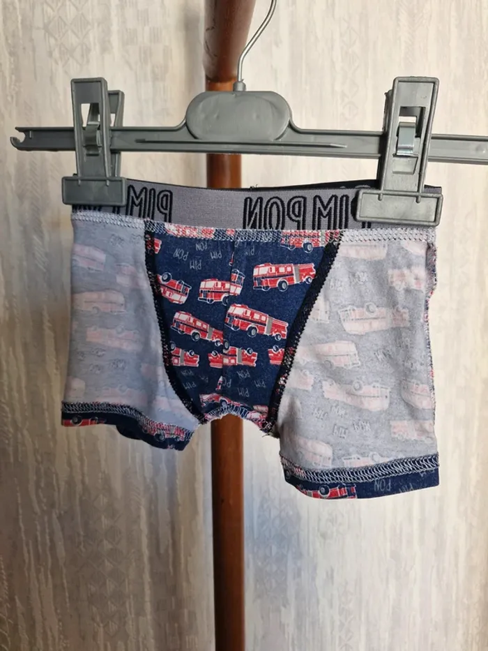 Boxer garçon 2-3 ans Tissaia motif camions de pompiers coton élasthanne - photo numéro 2