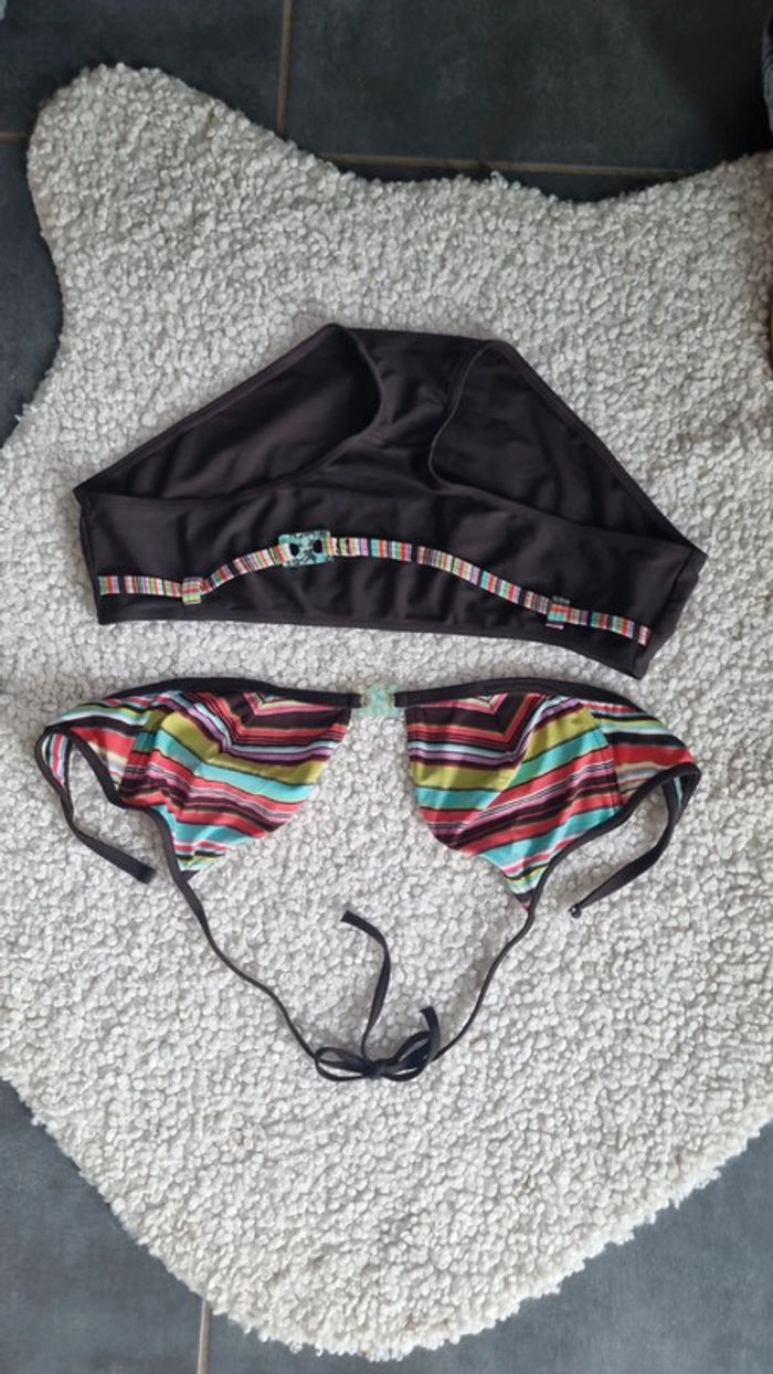 Maillot de bain 2 pièces parfait état 42 44 XL Tex marron et couleurs - photo numéro 3