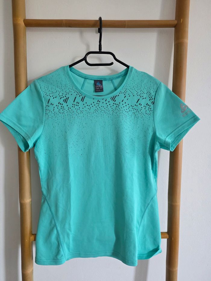 T-shirt de sport vert d'eau Odlo taille XS