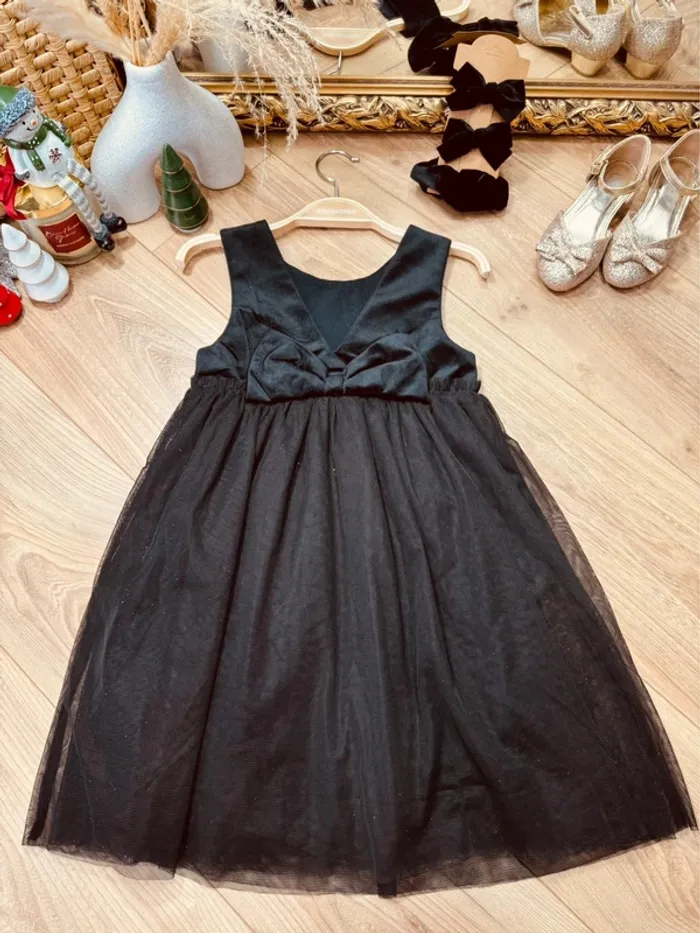 Taille 7 ans robe Noël fille Vertbaudet noir * velours tulle * 🎄 - photo numéro 4