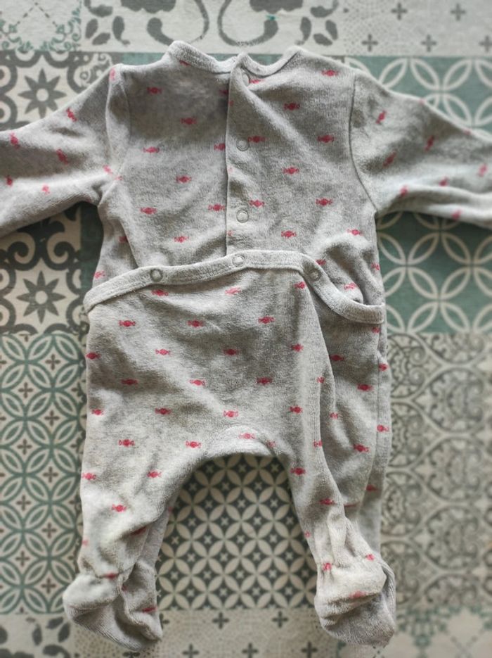 Pyjama velour gris La Redoute 1 mois - photo numéro 2
