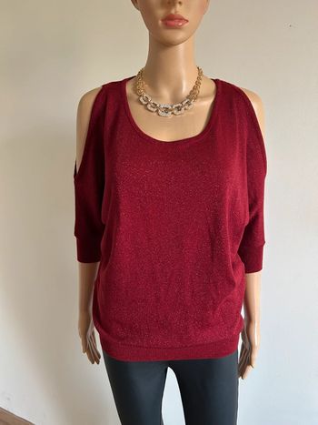 Pull rouge pailleté à manches courtes Morgan taille XS jamais porté