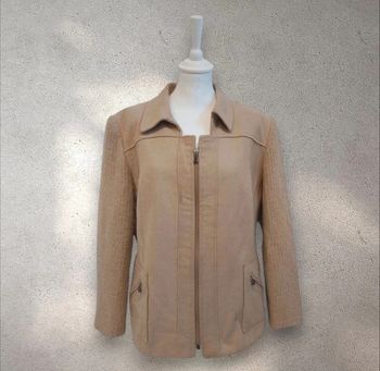 Veste caban zippé en tweed beige Burton femme XL 42