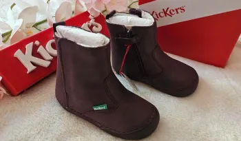 Bottes Bottines Cuir Fourrées Zip 1er pas 👣 semelle flexible Kickers T21