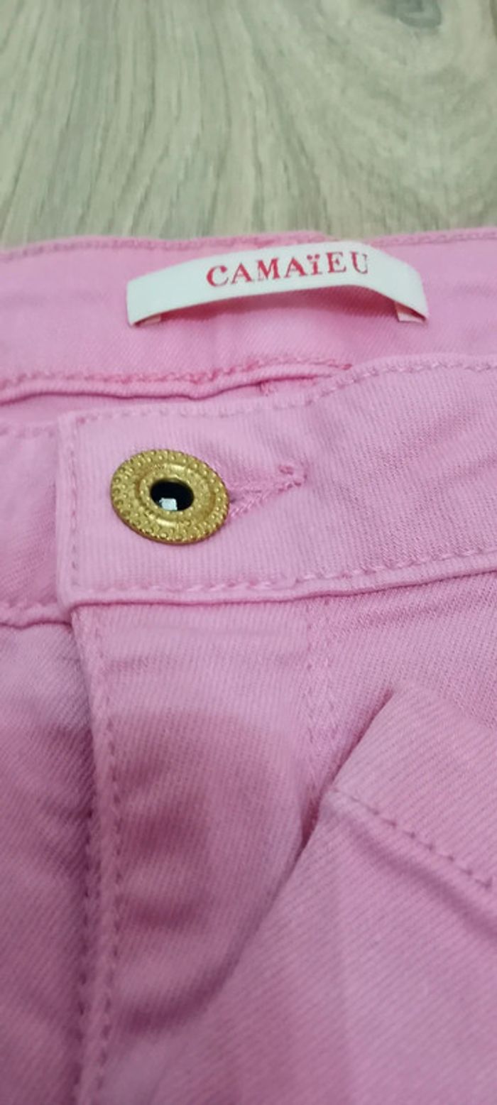 Jeans slim taille basse rose - photo numéro 3