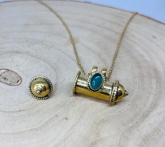 Collier amulette Indienne - Boîte à voeux Onyx vert - photo numéro 3