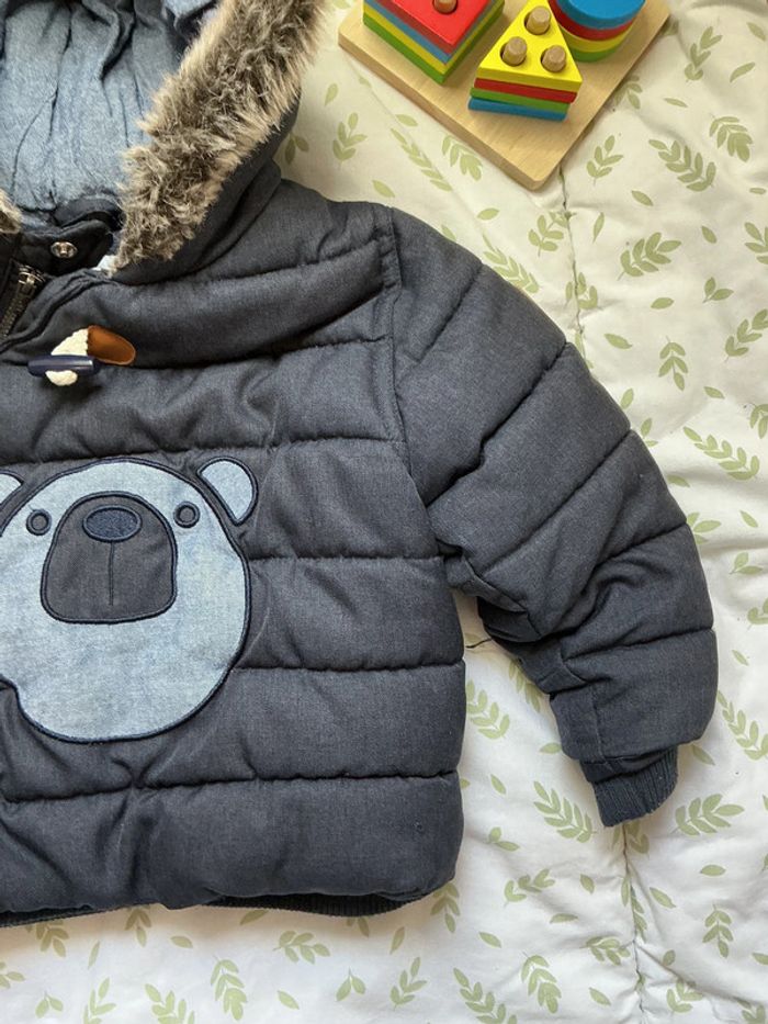 doudoune à capuche avec fourrure doublée polaire marine 23 mois obaibi - photo numéro 4