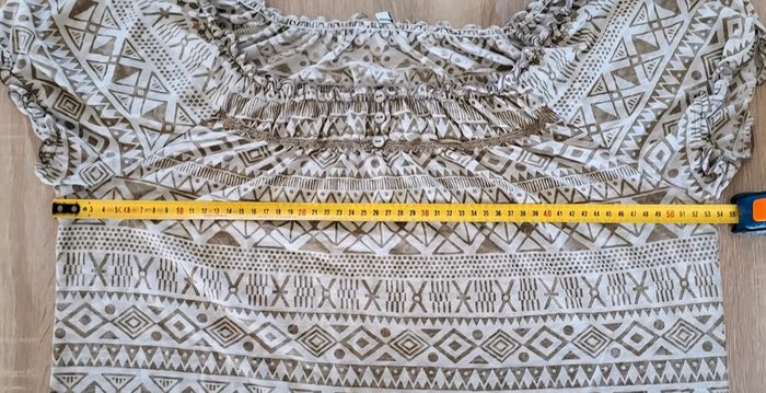 Blouse manches courtes à motifs aztèques écru et beige La Redoute Taille 42 - photo numéro 8