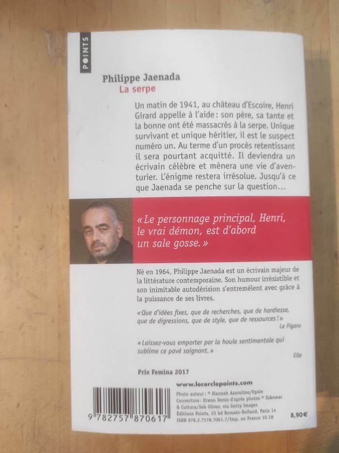 La serpe Philippe Jaenada Points 2018 - photo numéro 3