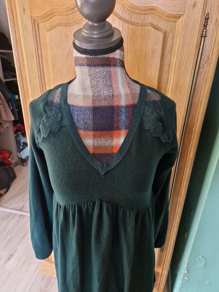 Robe pull vert sapin dentelle tailles XS Naf Naf - photo numéro 2