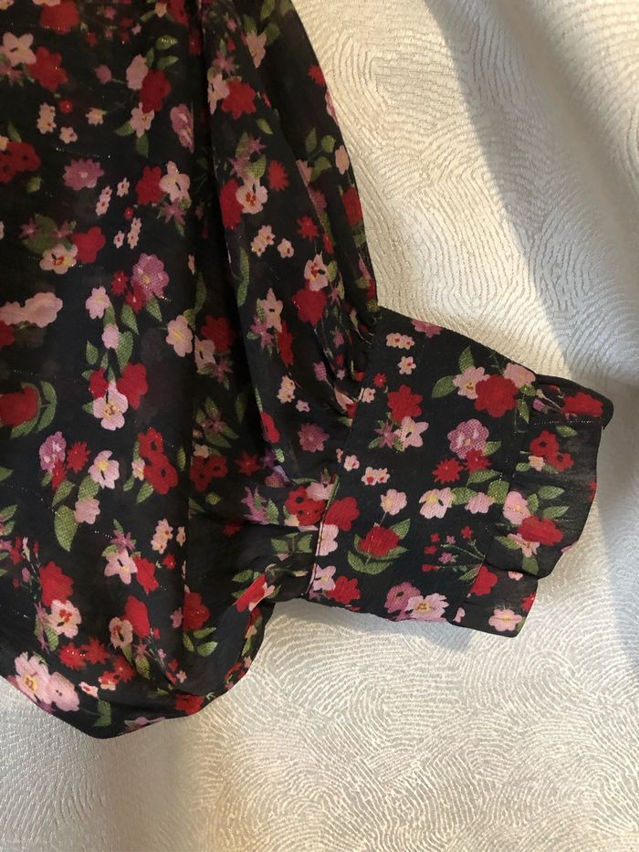 Chemise noire fleurie Fil or 42 la city - photo numéro 2