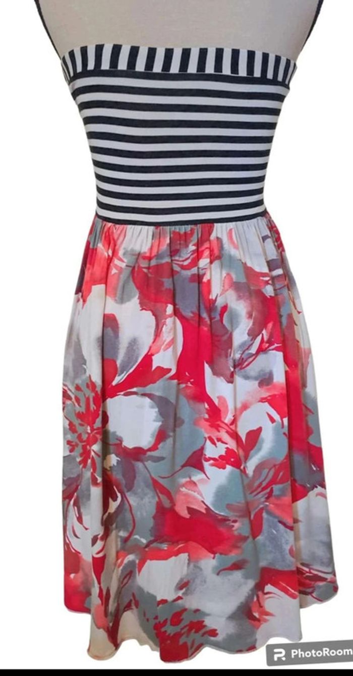 robe bustier rayures fleurs printemps été 36 - photo numéro 2