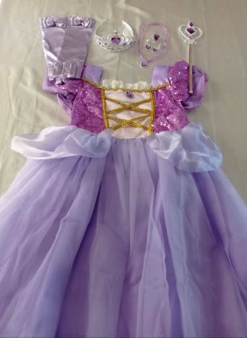 Déguisement robe princesse violette et ces accessoires 7ans