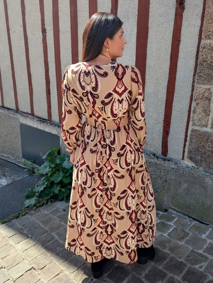 Robe longue La Rochelle camel/bordeaux 
Taille S/M - photo numéro 4