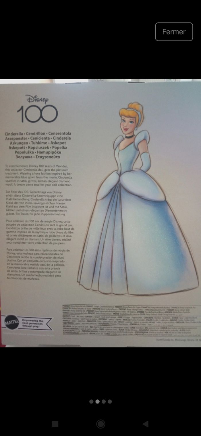 Poupée Mannequin Cendrillon 100 ans - photo numéro 2
