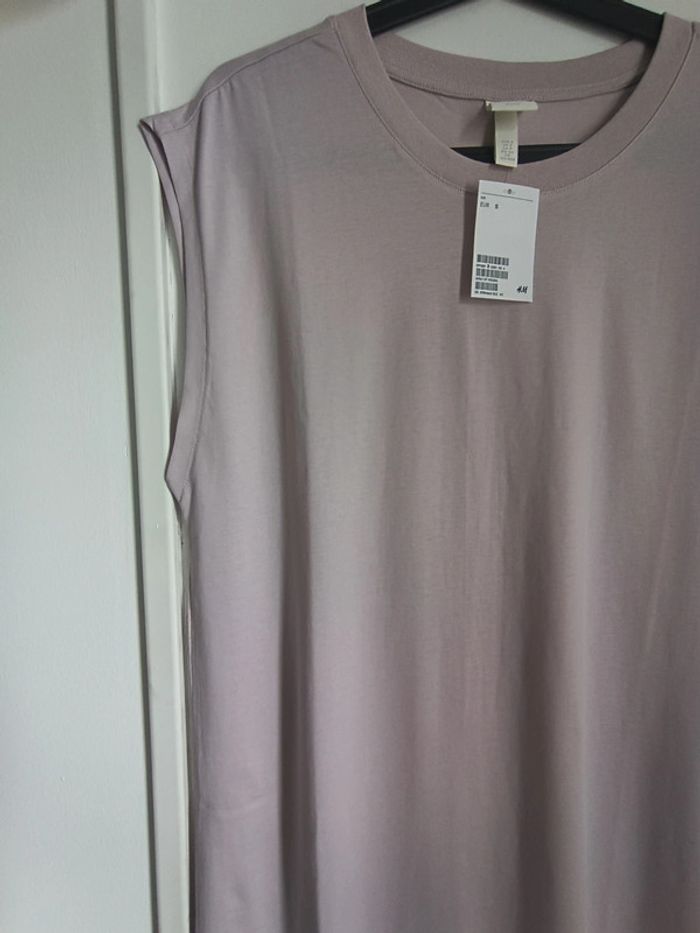 Robe t-shirt sans manches lilas clair 100% coton Taille S H&M Neuf avec étiquette