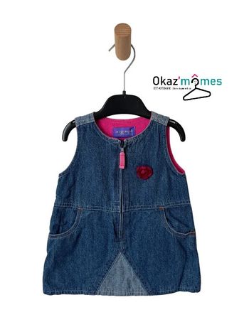 Robe sans manches en jean bleu denim - De bon matin 6 mois