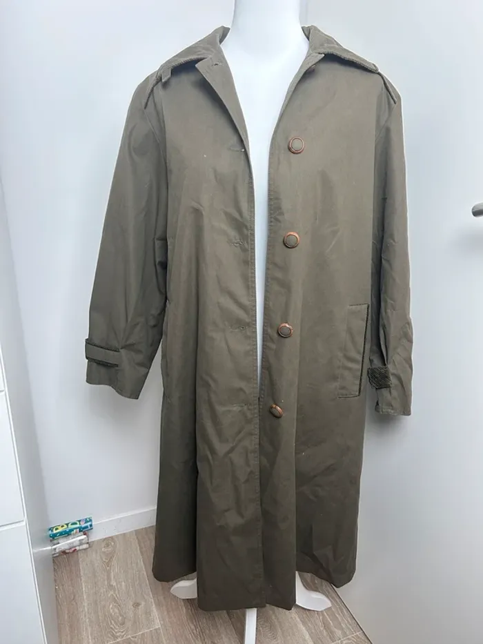 Trench long kaki vintage rétro Claude Havrey taille L