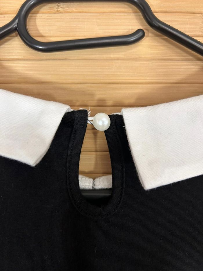 Robe trapèze noir avec col blanc enfant fille - photo numéro 3