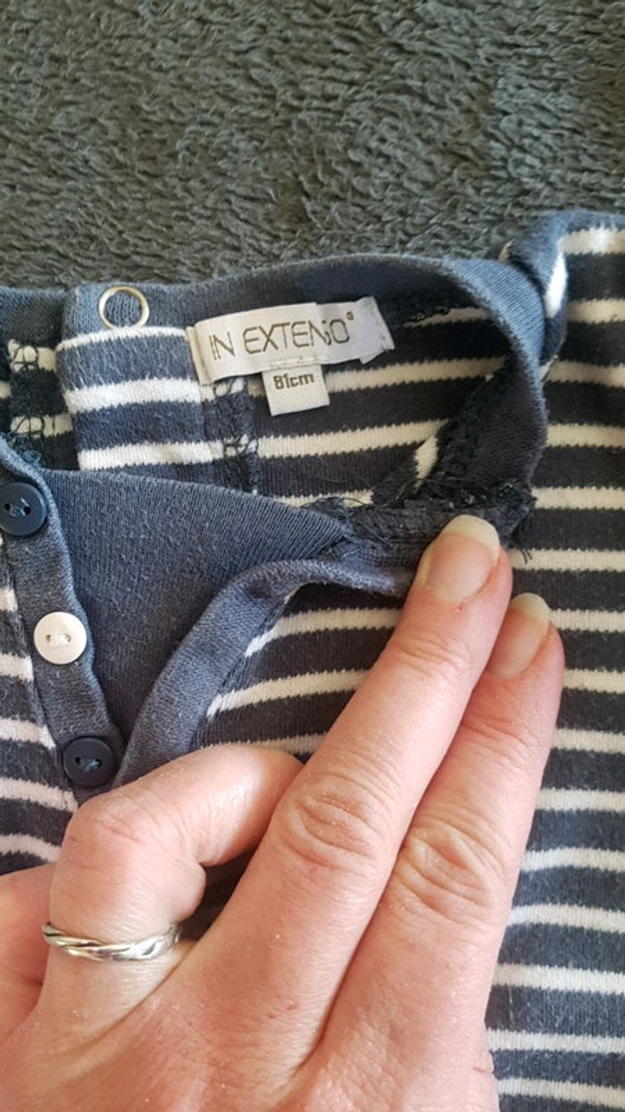 T-shirt manche longue rayé blanc et bleu 18 mois - photo numéro 3