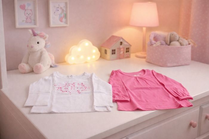 Lot de 2 Tee-shirts manches longues bébé fille - 6 mois (68 cm)🌸 - photo numéro 1